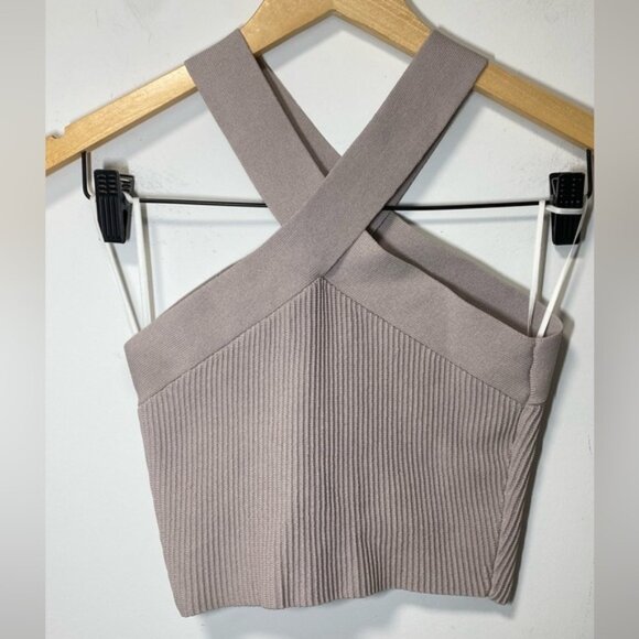 Aritzia Babaton Sculpt Knit Criss Cross Cropped Halter Tank Size XS - Picture 3 of 9